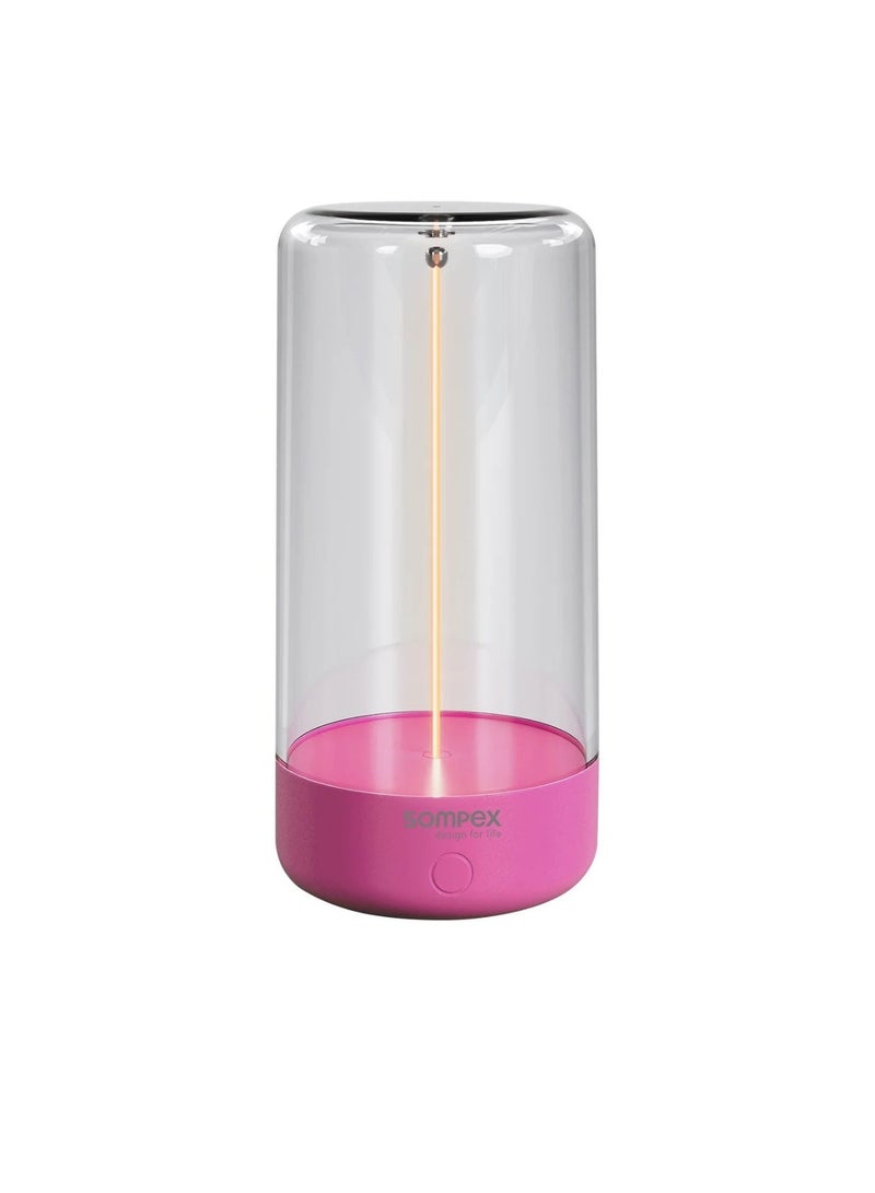 Sompex Pulse Compact Rechargeable Table Lamp | Sleek & Portable LED Light | IP54 (water-resistant) | Brightness memory function | Indoor & Outdoor Use | 3 warm light | 14.5 cm Height - Neon Pink - Image 1