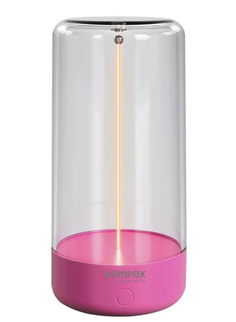Sompex مصباح طاولة Sompex Pulse المدمج القابل لإعادة الشحن | ضوء LED أنيق ومحمول | IP54 (مقاوم للماء) | وظيفة ذاكرة السطوع | للاستخدام الداخلي والخارجي | 3 ضوء دافئ | ارتفاع 14.5 سم - نيوني وردي - Image 1