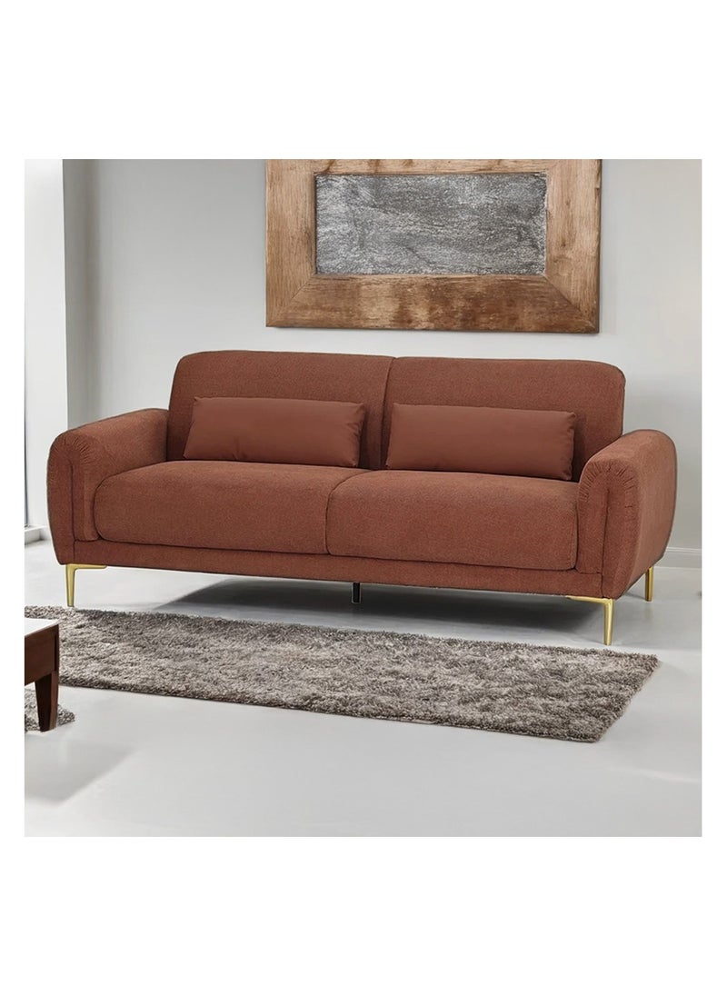ROYALOAK Alvin 3-Seater Sofa – Brown Fabric Upholstery | Pocket Spring Cushions | Modern Sofa for Living Room | Includes 2 Pillows | Comfortable & Durable | 198cm Wide  - Image 1