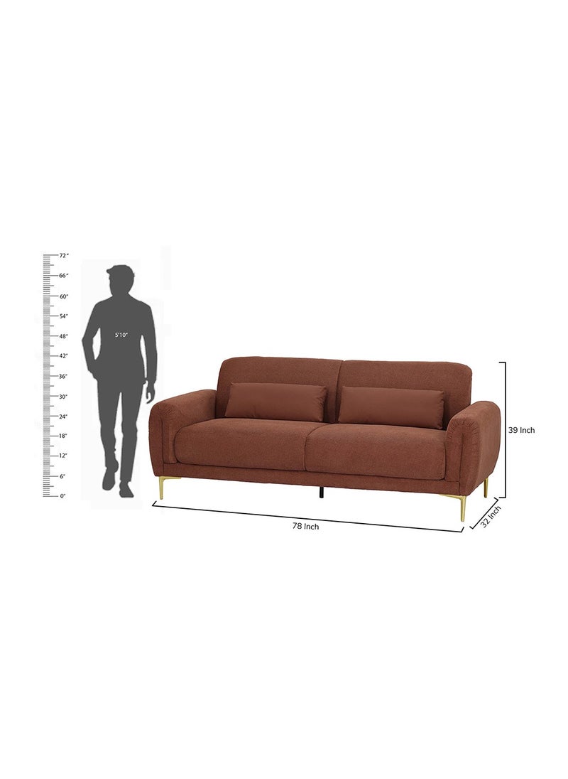 ROYALOAK Alvin 3-Seater Sofa – Brown Fabric Upholstery | Pocket Spring Cushions | Modern Sofa for Living Room | Includes 2 Pillows | Comfortable & Durable | 198cm Wide  - Image 2