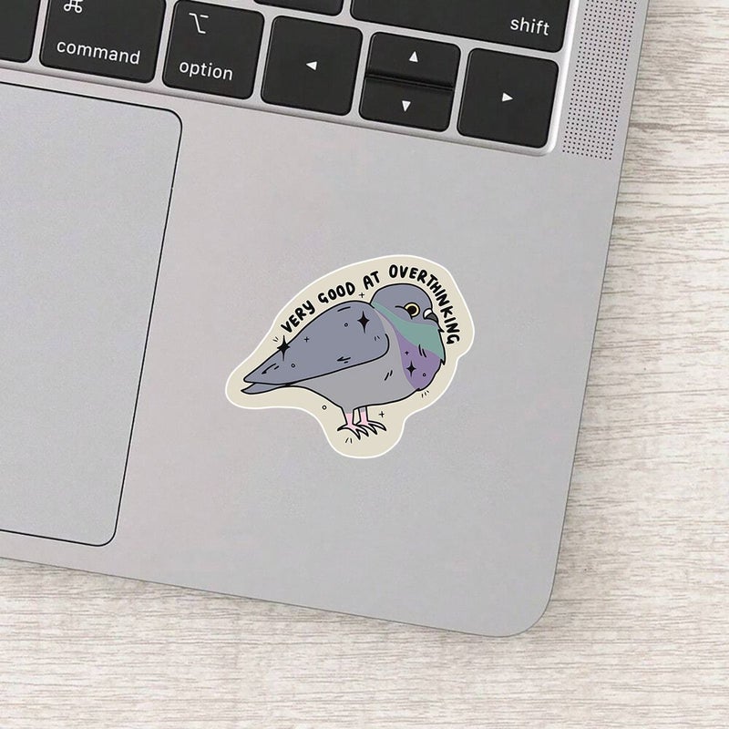 3 Inch Multicolor Pigeon Sticker With Relatable Humor Text For Overthinkers Laptop Water Bottle Decal - Image 4