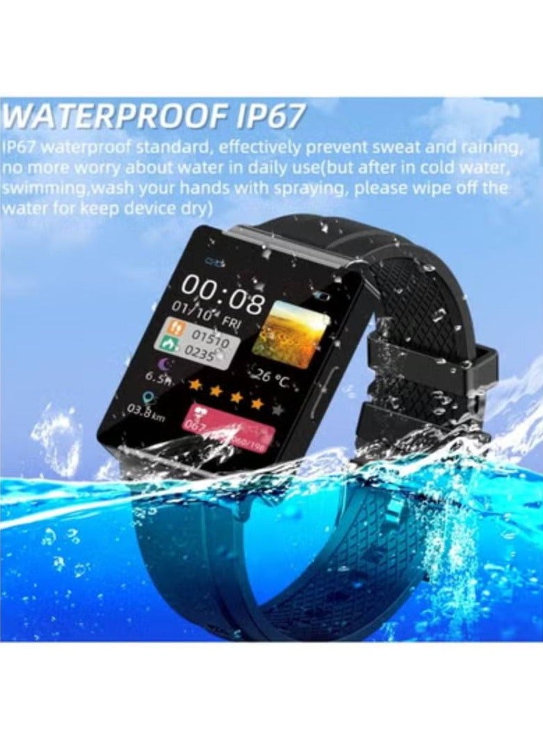 AROAQ KS01 Smart Watch 1.85 Inch Fitness Tracker with Blood Glucose Blood Pressure Oxygen Detection Heart Rate Sleep Monitor IP67 Waterproof Compatible with Android iOS Black  - Image 5