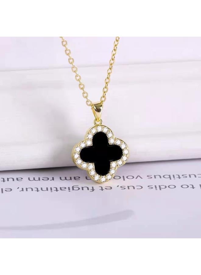 New Double-sided Four-leaf Clover Necklace Women's All-match High-end Simple Small Too Tall Not Faded Clavicle Chain Spring And Summer 