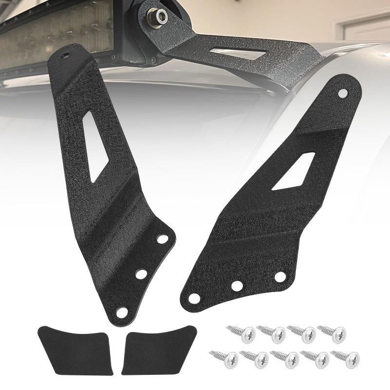 ADTOPI 50 Curved Light Bar Mounting Bracket Metal Light Bar Brackets at Upper Windshield Roof Cab Compatible with Chevy Silverado Suburban Avalanche Tahoe GMC Yukon Sierra 9906 Black - Image 2