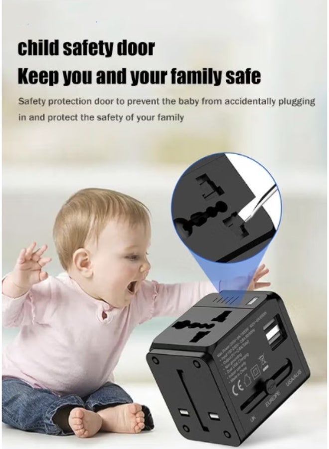 ihomeshop UK Plug Adapter Travel Converter 2×2.4 A USB-A, 1500 W Universal Power Adaptor, Compact 110 g, Child-Safe Door, Saudi Arabia & Gulf Journeys - Image 3