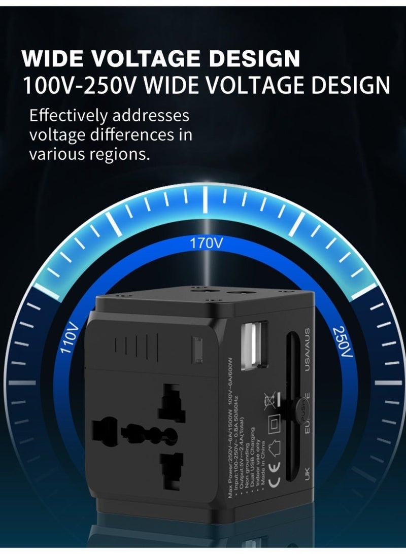 ihomeshop UK Plug Adapter Travel Converter 2×2.4 A USB-A, 1500 W Universal Power Adaptor, Compact 110 g, Child-Safe Door, Saudi Arabia & Gulf Journeys - Image 5