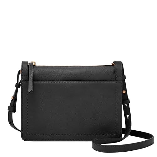 Fossil Women's Taryn Leather Crossbody Purse Handbag, Black (Model: ZB1894001) - Image 1