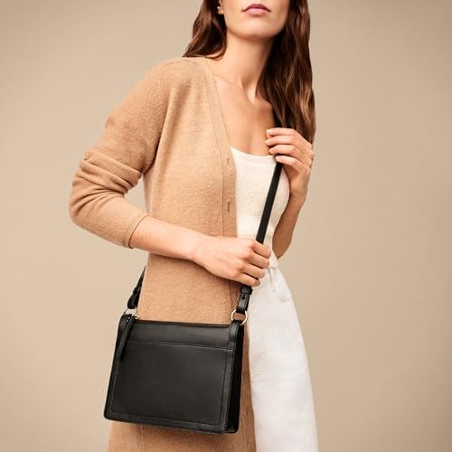 Fossil Women's Taryn Leather Crossbody Purse Handbag, Black (Model: ZB1894001) - Image 4