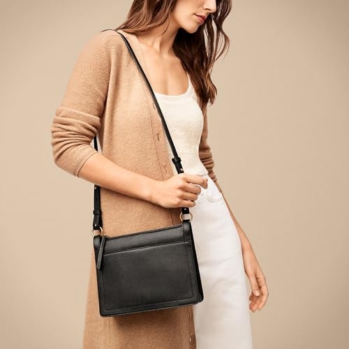 Fossil Women's Taryn Leather Crossbody Purse Handbag, Black (Model: ZB1894001) - Image 5