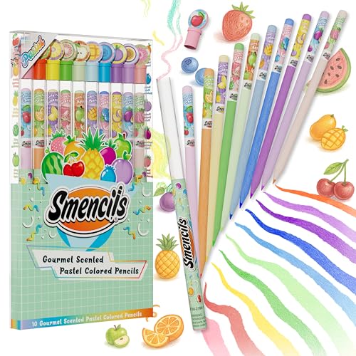 Scentco Pastel Colored Smencils Patented Gourmet Scented Colored Pencils made from Recycled Newspapers 10 Count Gifts for Kids School Supplies Classroom Rewards - Image 1