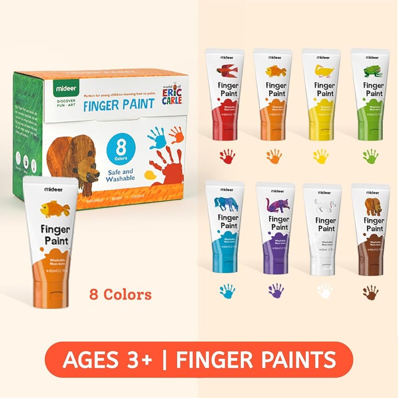 Mideer Finger Paints For Toddlers Non Toxic,Washable Finger Paint Set For Art Supplies For Kids,My First Fingerpaint Kit, Washable Paint For Kids Diy Crafts Painting - Image 2