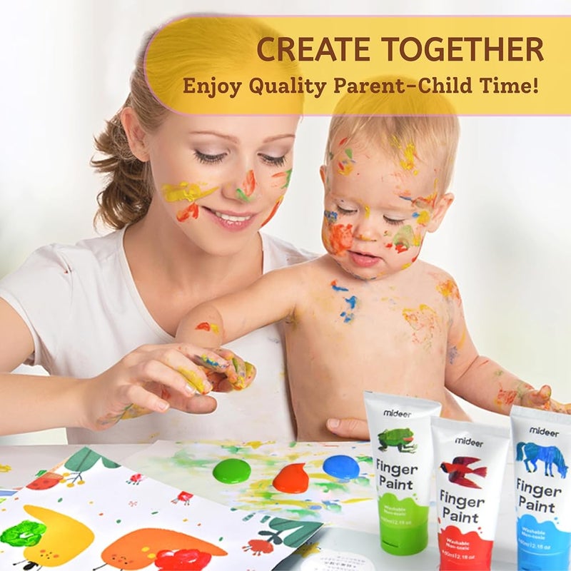 Mideer Finger Paints For Toddlers Non Toxic,Washable Finger Paint Set For Art Supplies For Kids,My First Fingerpaint Kit, Washable Paint For Kids Diy Crafts Painting - Image 3