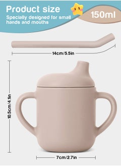 URbazaar 2 Pack Baby Training Cup 180ml, Silicone Sippy Cup with Handles, Lid and Straw, Spill Proof and Non-Slip Straw Cup for Babies and Toddler  - Image 2
