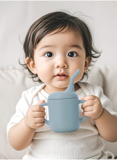 URbazaar 2 Pack Baby Training Cup 180ml, Silicone Sippy Cup with Handles, Lid and Straw, Spill Proof and Non-Slip Straw Cup for Babies and Toddler  - Image 5