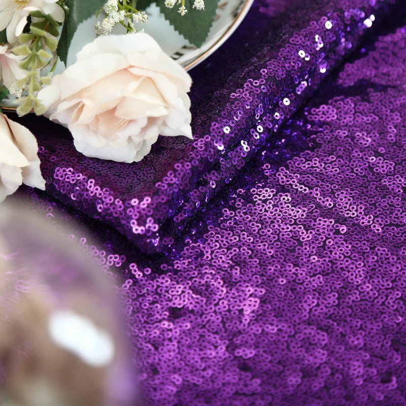B.Cool B-COOL Sequin Tablecloths Purple Glitter Tablecloth Mermaid Table Cloths for Halloween Parties Sparkly Wedding Decoration 50x50inch - Image 5