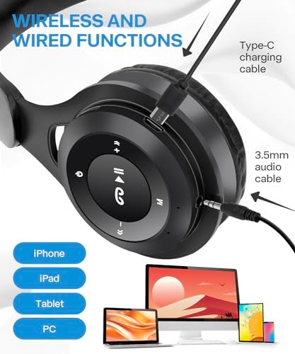 scorking Kids Bluetooth Headphones, Over Ear Children's Wireless Bluetooth 5.3 Headsets, Built-in Mic, Comfortable Wear & HD Sound, Kids Headphones for Boys Girls School Travel iPad Tablet (Black) - Image 3