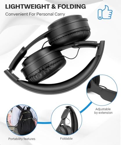 scorking Kids Bluetooth Headphones, Over Ear Children's Wireless Bluetooth 5.3 Headsets, Built-in Mic, Comfortable Wear & HD Sound, Kids Headphones for Boys Girls School Travel iPad Tablet (Black) - Image 4