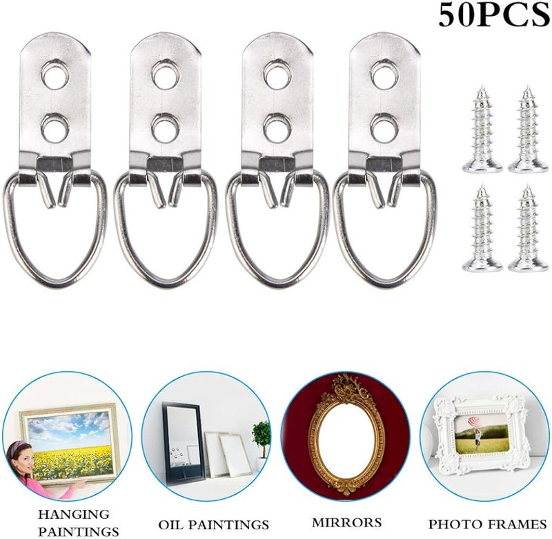 Picture Frame Hangers 50Pcs Robust Iron Wall Hooks For Art Paintings Mirrors 5 Sizes 22 53mm With Screws Size A - Image 3
