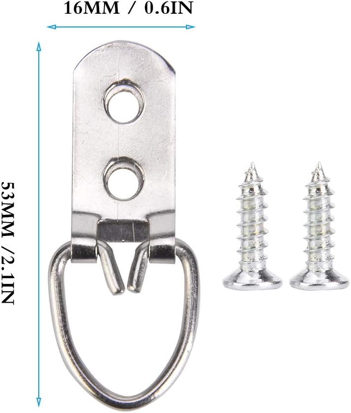 Picture Frame Hangers 50Pcs Robust Iron Wall Hooks For Art Paintings Mirrors 5 Sizes 22 53mm With Screws Size A - Image 5