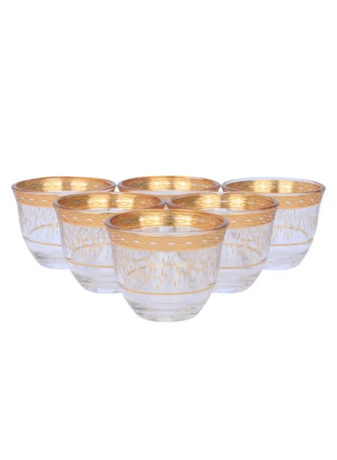Alsaif Gallery Max Tea and Coffee Set Clear Glass with Sugar Bowl 26 Pieces - Image 2