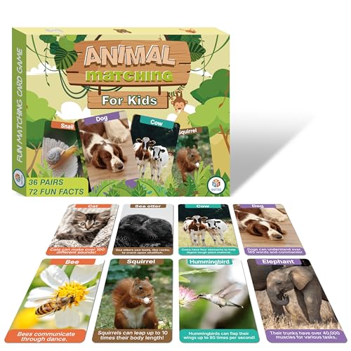 EDUMAETRIX Animal Go Fish Card Game with Fun Facts for Kids72 Cards Real Photo Animal Learning Playing Cards Memory Matching Games 28 Players Ages 48 and up Old Maid and Slap Jack - Image 1