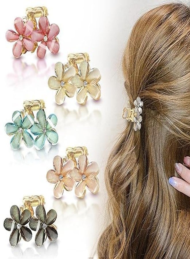 WECROO Flower Hair Clips, Cute Matte Floral Korean Style clucher Set Lightweight for Thick and Thin Hair Artificial Plumeria Flower Clips Hair Accessories for Women Girls (Multicolor, Pack of 3 (Double daisy)) - Image 1