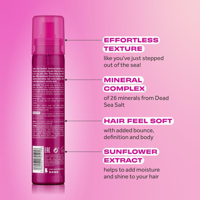 Lee Stafford Sea Salt Hair Texturizing Spray | Styling - for Natural Tousled Surf Beach Waves, Adds Shine, Texture, & Definition, Quick Styling, Best Salty Hairspray, for Men & Women, 5 Fl Oz - Image 3