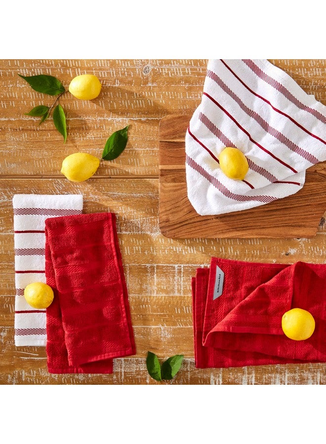 كيتشن إيد طقم مناشف مطبخ كيتشن إيد ألباني، عبوة من 4 قطع، أحمر/أبيض، 16 بوصة × 26 بوصة - Image 1