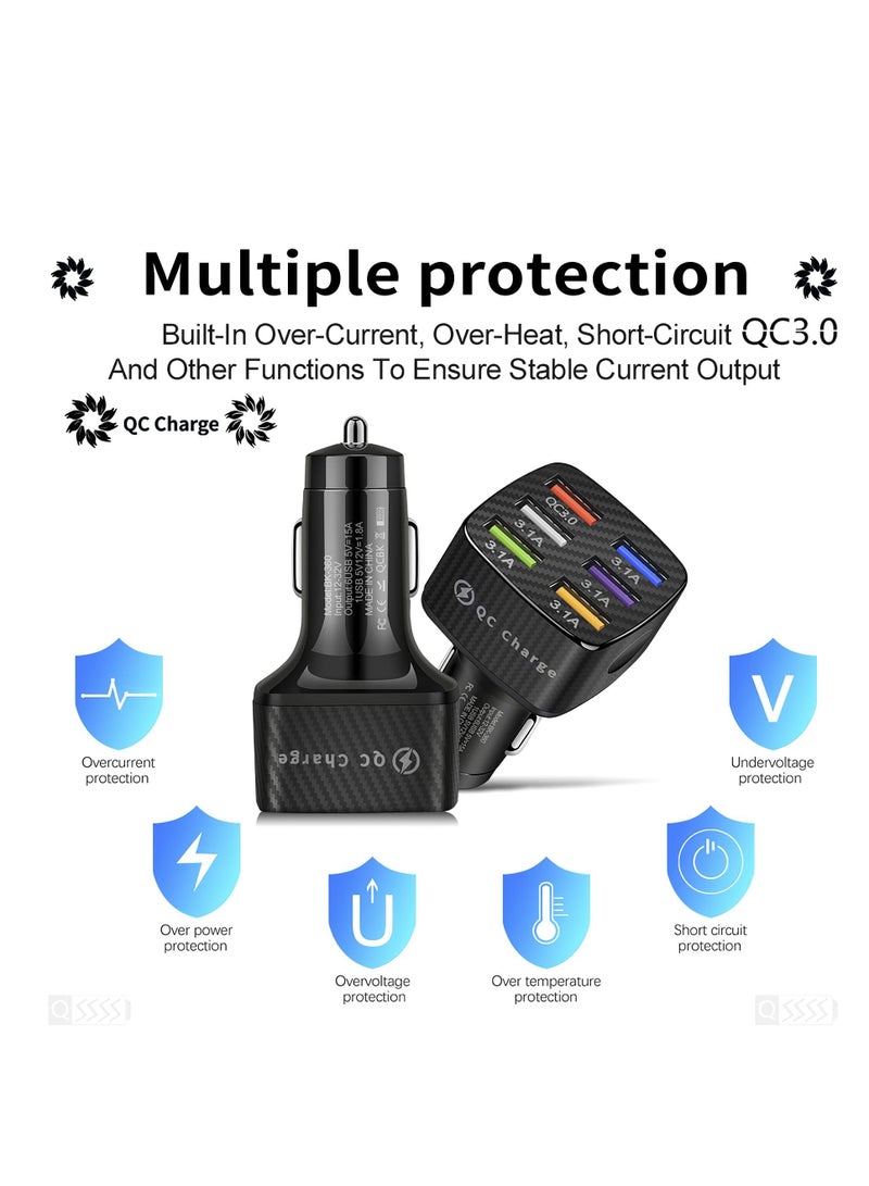Car Charger Adapter, Multi Port Fast Charger with QC 3.0 and 5 3.1A Ports Portable Fast Charging Car Interior Accessories for iPhone 13/12/11/pro for Samsung Galaxy/Note S10/S9/S8,Android,USB Device - Image 5