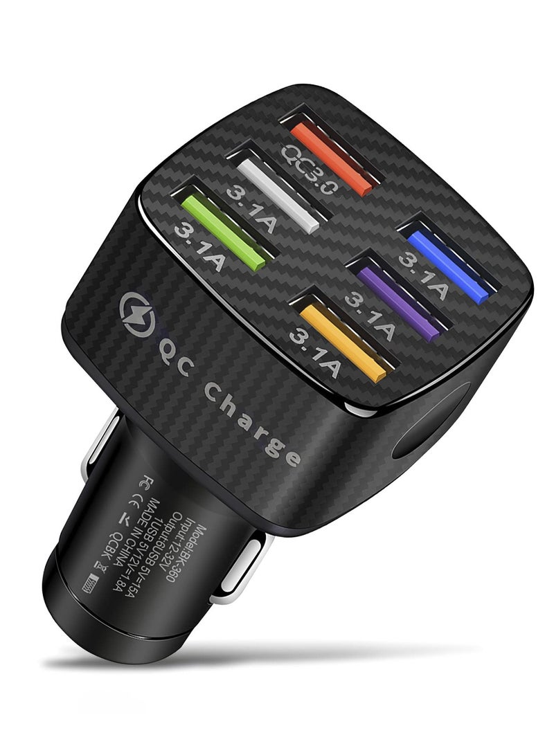 Car Charger Adapter, Multi Port Fast Charger with QC 3.0 and 5 3.1A Ports Portable Fast Charging Car Interior Accessories for iPhone 13/12/11/pro for Samsung Galaxy/Note S10/S9/S8,Android,USB Device - Image 1
