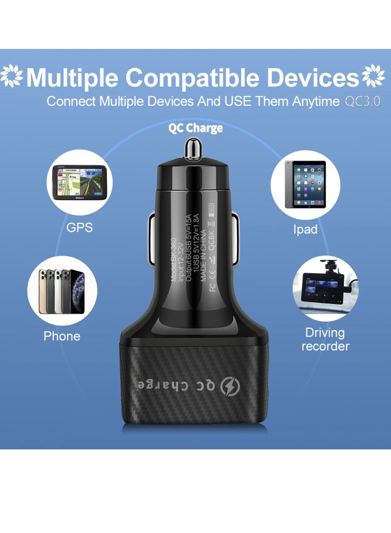Car Charger Adapter, Multi Port Fast Charger with QC 3.0 and 5 3.1A Ports Portable Fast Charging Car Interior Accessories for iPhone 13/12/11/pro for Samsung Galaxy/Note S10/S9/S8,Android,USB Device - Image 4