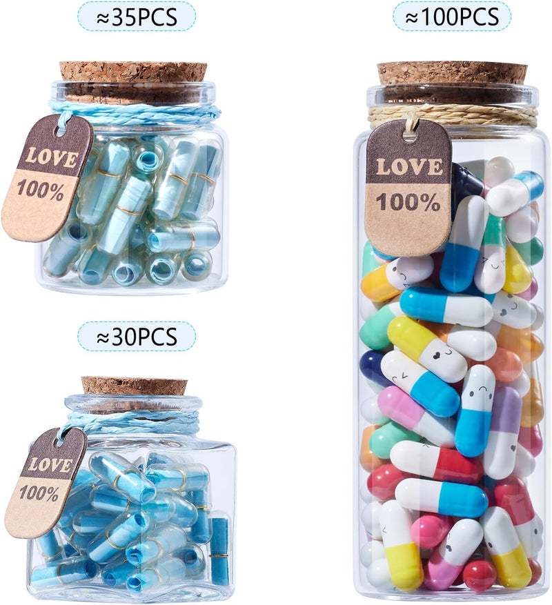 Tintnut رسائل حب كبسولة عيد الحب ورق أزرق فاتح مع زجاجة أمنيات ورسائل حب سرية لطيفة مع حلقات معدنية ذهبية هدية عيد ميلاد للصديق/الصديقة - Image 4