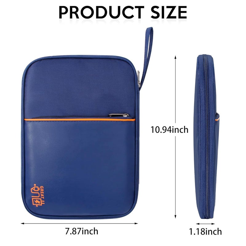 Ambiger Leather Electronic Gadget Organizer Travel Cable Accessories Bag Travel Cord Organizer Case Compact Electronics Accessories Bag For Cable, Cord, Charger, Phone, Hard Drive (Navy Blue) - Image 2