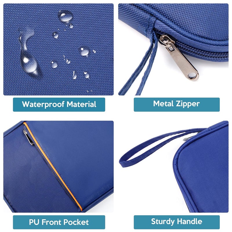 Ambiger Leather Electronic Gadget Organizer Travel Cable Accessories Bag Travel Cord Organizer Case Compact Electronics Accessories Bag For Cable, Cord, Charger, Phone, Hard Drive (Navy Blue) - Image 5