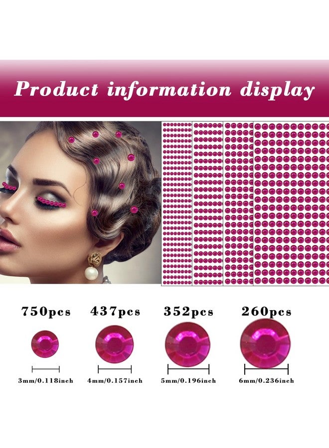 Doneace 1792Pcs Face Gem Stickers, Rose 3D Self Adhesive Pearls, Acrylic Material, Sticker Decal For Hair Nail Body Makeup Diy Crafts Decoration, 4 Sizes - Image 3