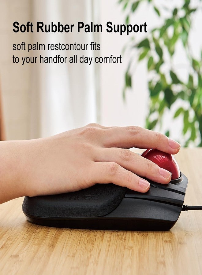 ELECOM HUGE Trackball Mouse, Wired, Finger-Operated, 8-Button Function, Palm Rest Attached, 52mm Smooth Red Ball Windows11, macOS (M-HT1URBK) - Image 5