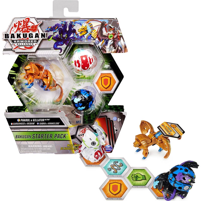 BAKUGAN Bakugan Starter Pack 3-Pack, Fused Pharol x Gillator Ultra, Armored Alliance Collectible Action Figures  - Image 1