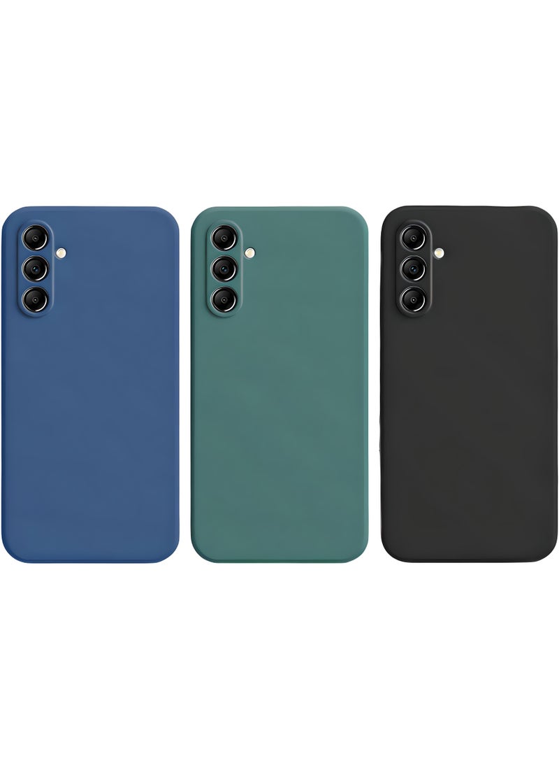 Samsung Galaxy A35 5G 3-Pack Matte Silicone Case Cover - Slim, Colorful, Good Grip (Black, Blue, Green) - Image 1