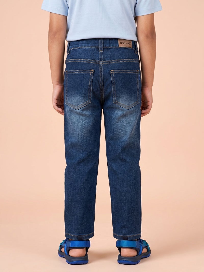 Nautinati Boys Pure Cotton Dark Wash Straight Fit Jeans - Image 3