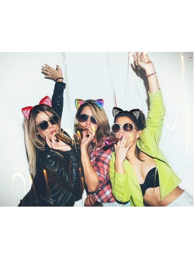 ericotry 6 Pieces Cat Ears Headbands Sequin Cat Ear Headband Hair Hoops Reversible Shiny Hairband Hair Accessories For Women Girls Daily Wearing And Party Decoration Best Xmas Gifts (Color Random)  - Image 5