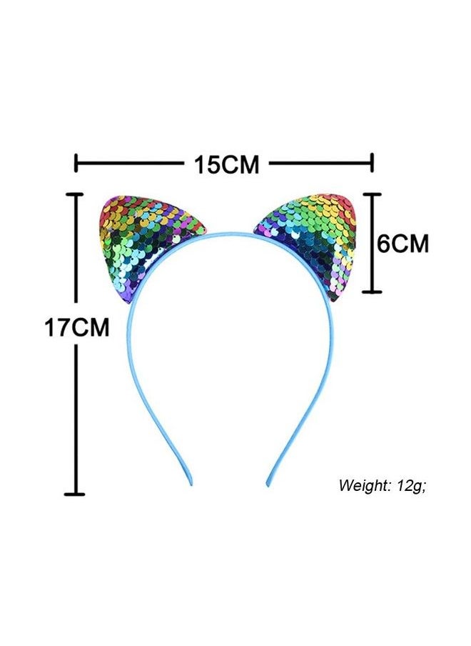 ericotry 6 Pieces Cat Ears Headbands Sequin Cat Ear Headband Hair Hoops Reversible Shiny Hairband Hair Accessories For Women Girls Daily Wearing And Party Decoration Best Xmas Gifts (Color Random)  - Image 3
