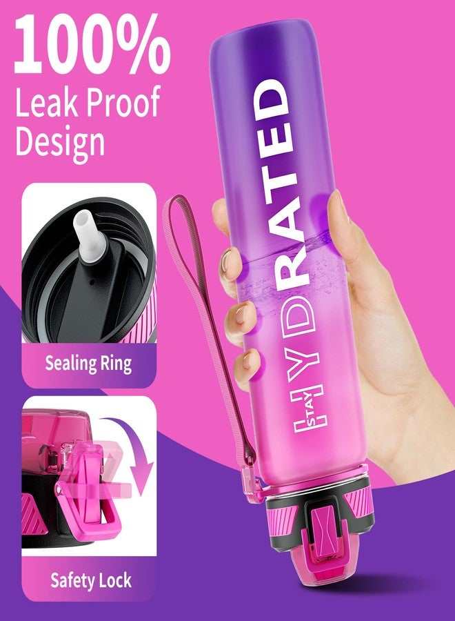 QLUR Water Bottle with Straw, 32oz Motivational Water Bottles with Time Marker to Drink, Tritan BPA Free, 1L Sports Water Bottle with Carry Strap LeakProof for Women Gym Fitness Outdoor (1 Pack) - Image 4