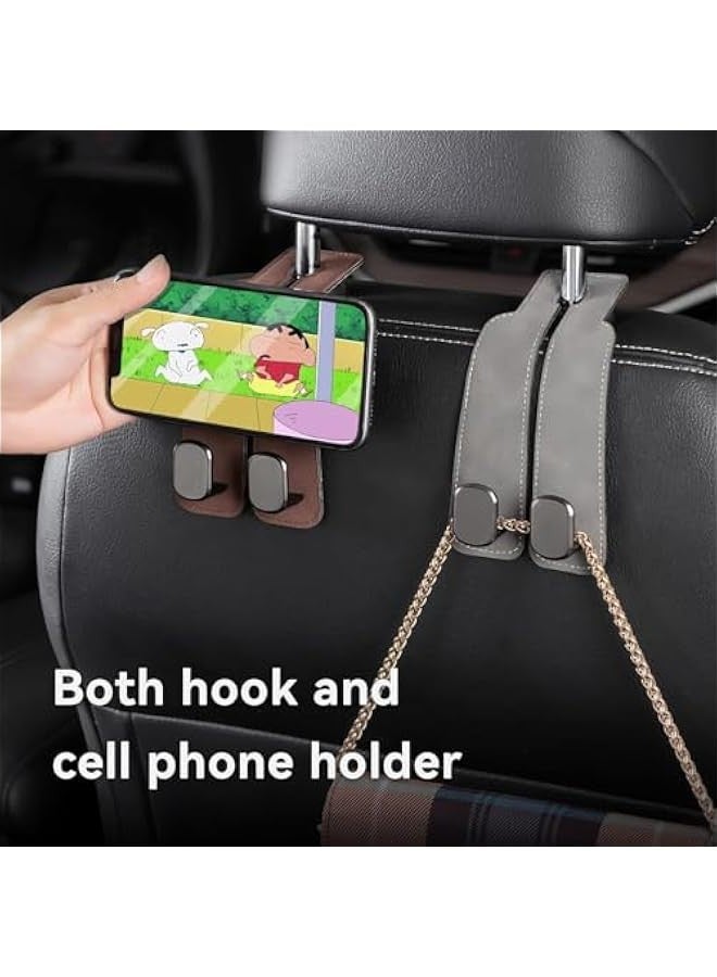 TRASSLE 2-Pack Car Seat Headrest Hooks, Car Seat Hooks for Handbags,Multi-Functional Leather Hooks for Handbags, Coats, Bags, Purses,Phone,Umbrellas and More  - Image 3