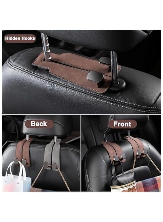TRASSLE 2-Pack Car Seat Headrest Hooks, Car Seat Hooks for Handbags,Multi-Functional Leather Hooks for Handbags, Coats, Bags, Purses,Phone,Umbrellas and More  - Image 4