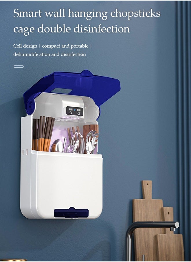 DUNISO Wall mounted chopstick disinfection machine, household multifunctional PP tableware dryer, with three compartments, USB power supply, no need for punching, 19 * 8 * 30cm  - Image 3