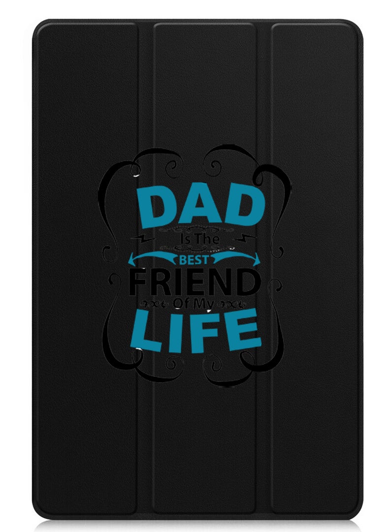Theodor Protective Flip Case For Apple iPad Air 13 (2024) With Trifold Stand Auto Wake Sleep Shockproof Cover Dad is the best friend Black  - Image 1