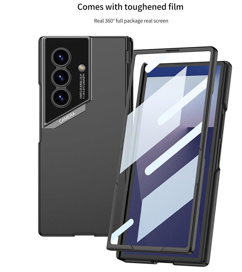 Midkart Thin Magnetic Case Compatible with Samsung Galaxy Z Fold 7 Release 2025 with Hinge Protection Front Glass Cover and Glossy Style Camera Protection, Black - Image 4