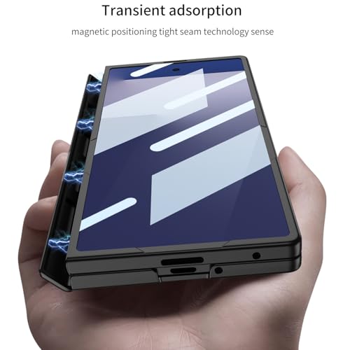Midkart Thin Magnetic Case Compatible with Samsung Galaxy Z Fold 7 Release 2025 with Hinge Protection Front Glass Cover and Glossy Style Camera Protection, Black - Image 3