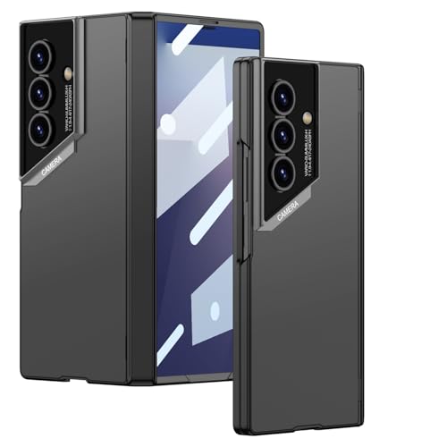 Midkart Thin Magnetic Case Compatible with Samsung Galaxy Z Fold 7 Release 2025 with Hinge Protection Front Glass Cover and Glossy Style Camera Protection, Black - Image 1