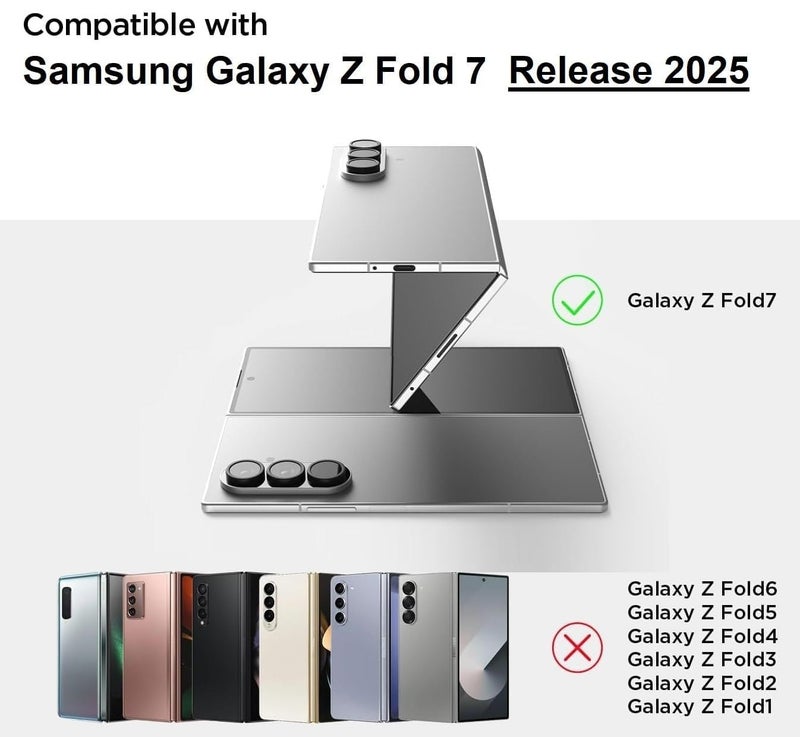 Midkart Thin Magnetic Case Compatible with Samsung Galaxy Z Fold 7 Release 2025 with Hinge Protection Front Glass Cover and Glossy Style Camera Protection, Black - Image 2